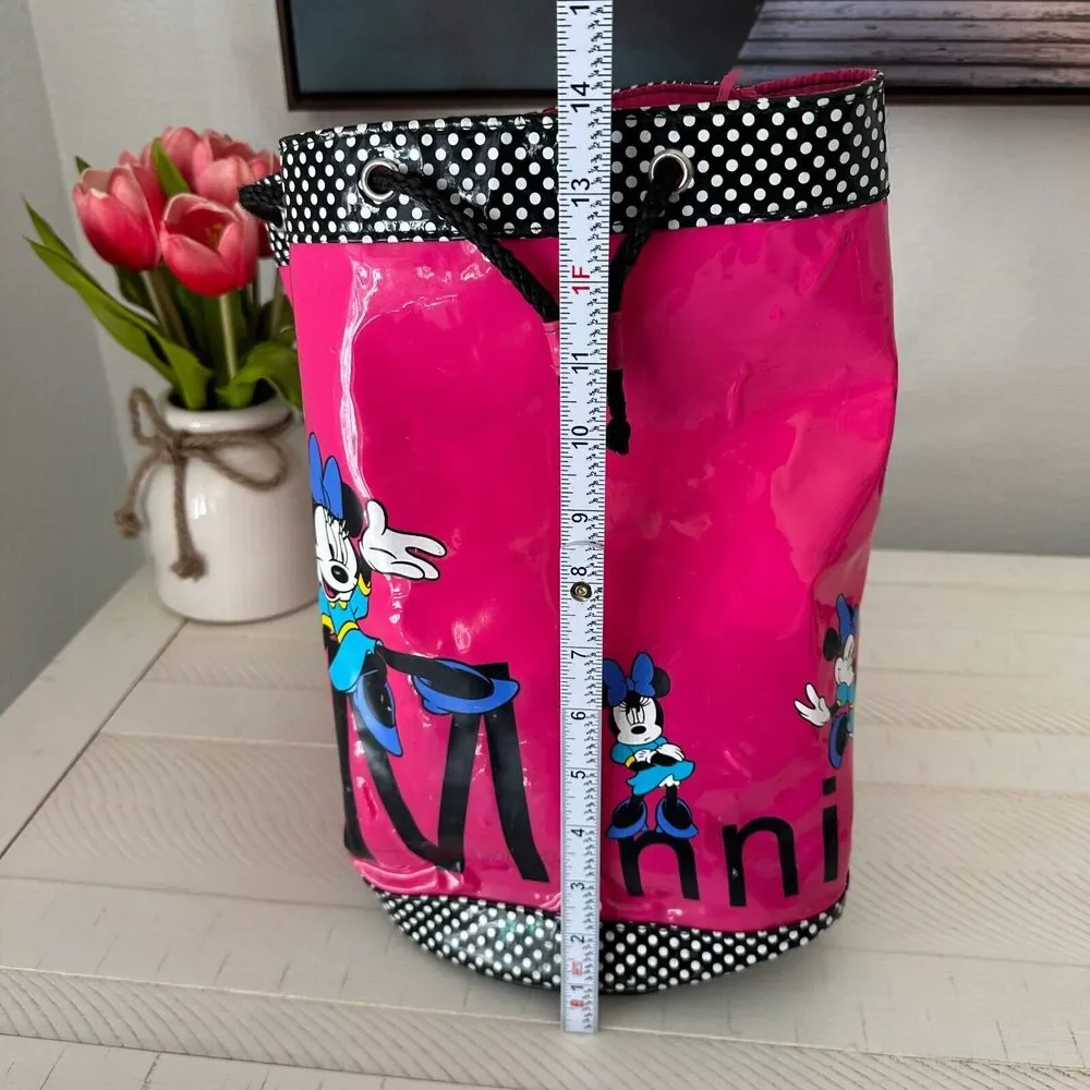 Vintage‎ 90s Pyramid Disney Duffle Drawstring Hot Pink Minnie Mouse Bag Vinyl
